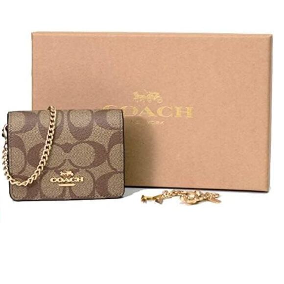 Coach Handbags - COACH BOXED MINI WALLET ON A CHAIN IN SIGNATURE COATED CANVAS & SMOOTH LEATHER